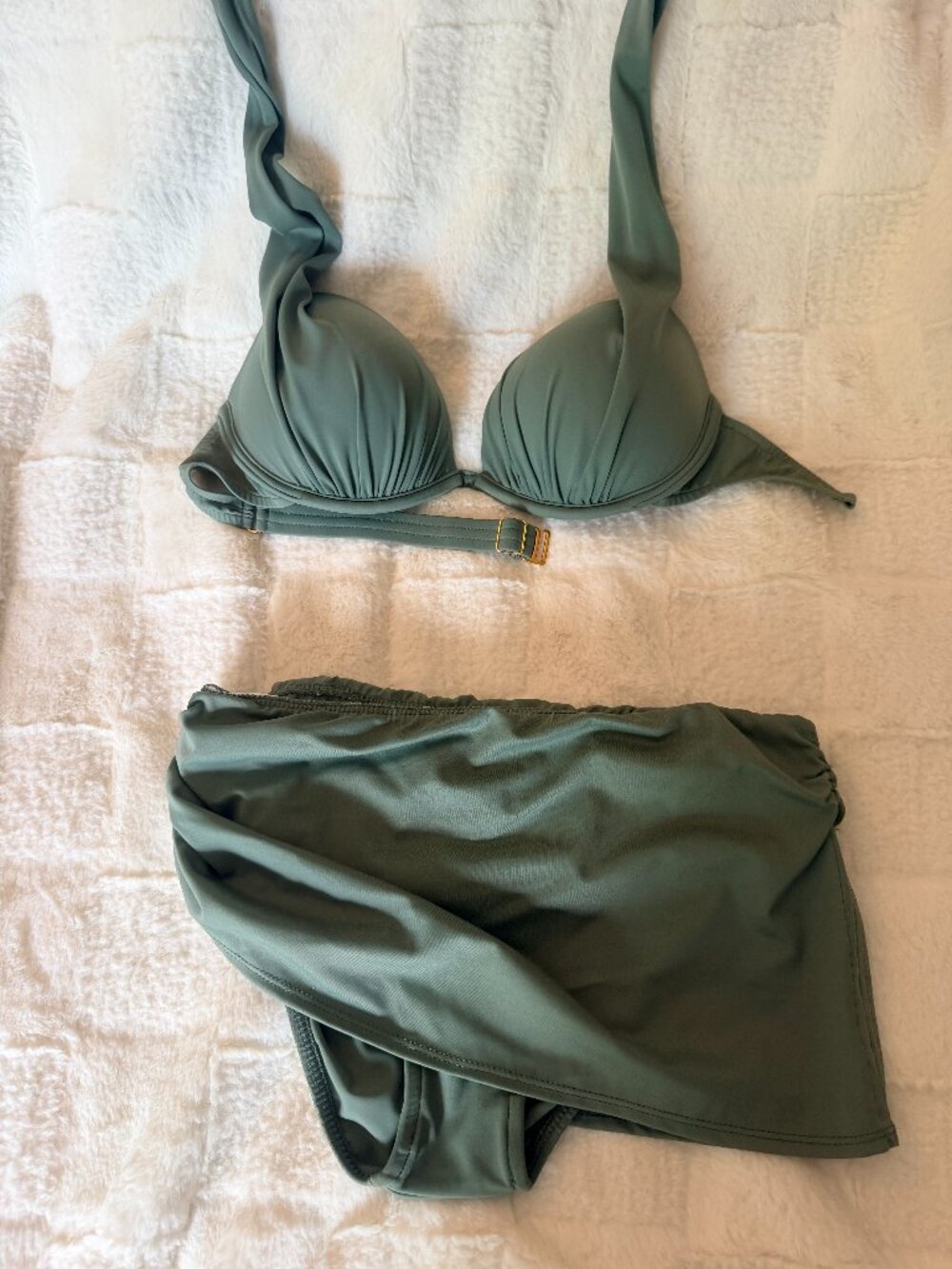Venus Sage Green Molded Underwire Bikini Top & Asymmetrical Sarong Skirt Bottom